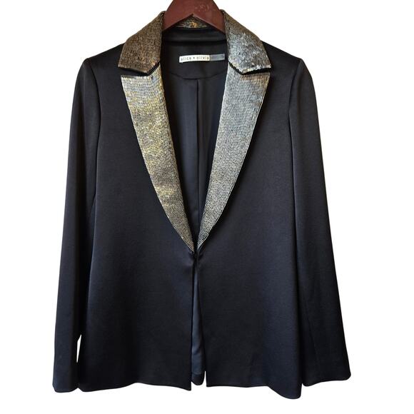 Alice + Olivia Jackets & Blazers - Alice + Olivia Eve Embellished Lapel Blazer Size 4 NWOT